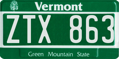 VT license plate ZTX863