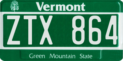 VT license plate ZTX864