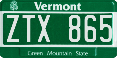 VT license plate ZTX865