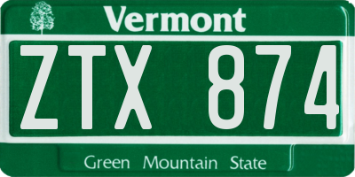 VT license plate ZTX874