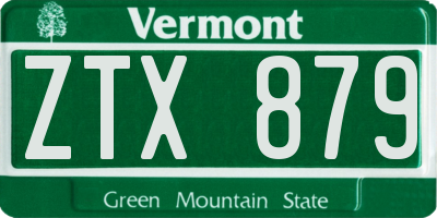 VT license plate ZTX879