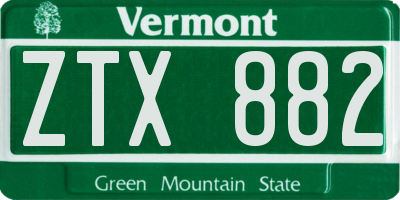 VT license plate ZTX882