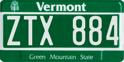 VT license plate ZTX884