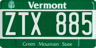 VT license plate ZTX885