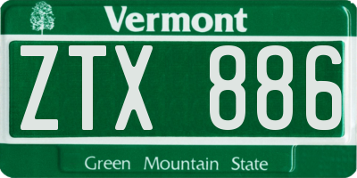 VT license plate ZTX886
