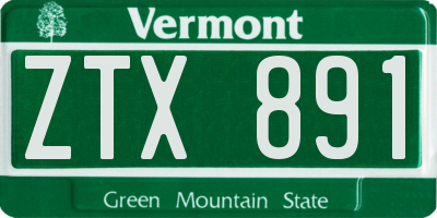 VT license plate ZTX891