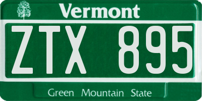 VT license plate ZTX895