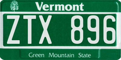 VT license plate ZTX896