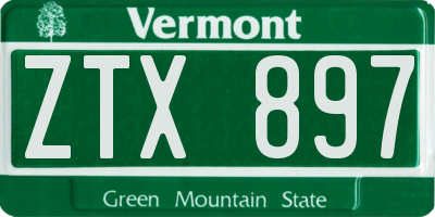 VT license plate ZTX897