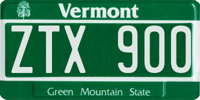 VT license plate ZTX900