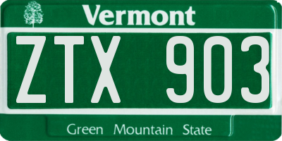 VT license plate ZTX903