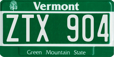 VT license plate ZTX904