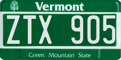 VT license plate ZTX905