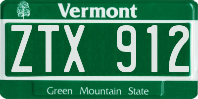 VT license plate ZTX912