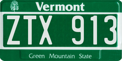 VT license plate ZTX913