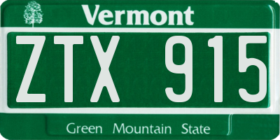 VT license plate ZTX915