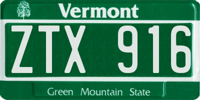 VT license plate ZTX916