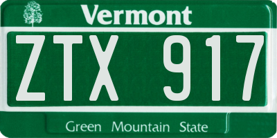 VT license plate ZTX917
