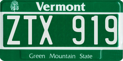 VT license plate ZTX919