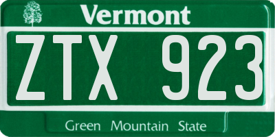 VT license plate ZTX923