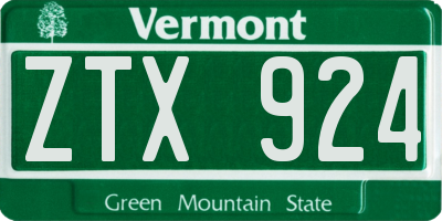 VT license plate ZTX924