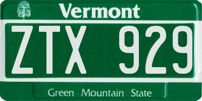 VT license plate ZTX929