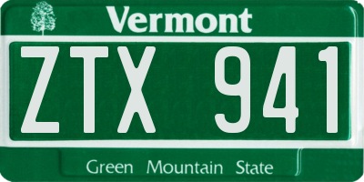 VT license plate ZTX941