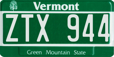 VT license plate ZTX944