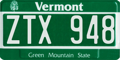 VT license plate ZTX948