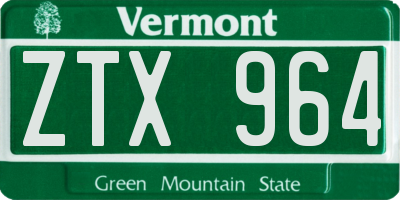 VT license plate ZTX964