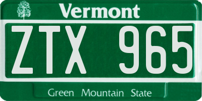 VT license plate ZTX965