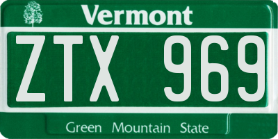 VT license plate ZTX969