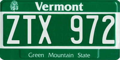 VT license plate ZTX972