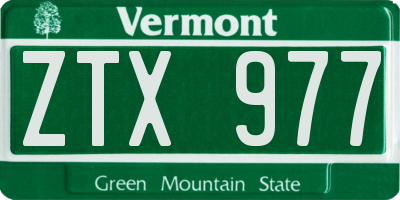 VT license plate ZTX977