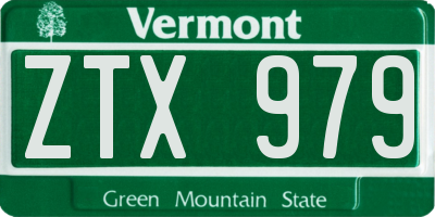 VT license plate ZTX979