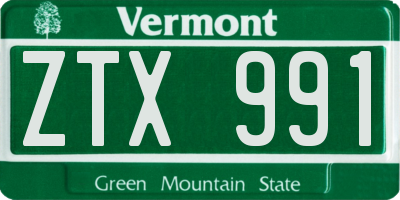 VT license plate ZTX991
