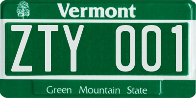 VT license plate ZTY001