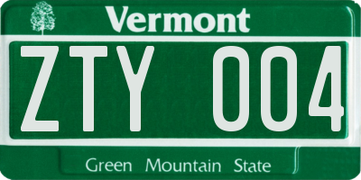 VT license plate ZTY004