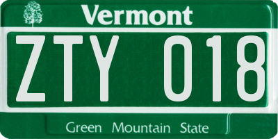 VT license plate ZTY018