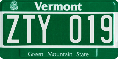 VT license plate ZTY019