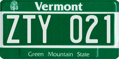 VT license plate ZTY021