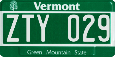 VT license plate ZTY029