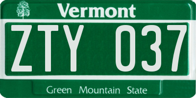 VT license plate ZTY037
