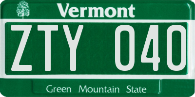 VT license plate ZTY040