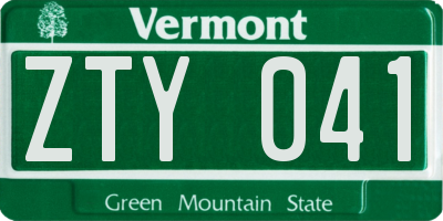 VT license plate ZTY041