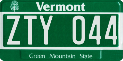 VT license plate ZTY044