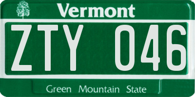 VT license plate ZTY046