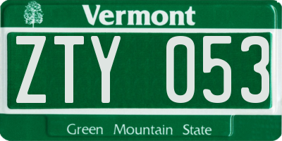 VT license plate ZTY053