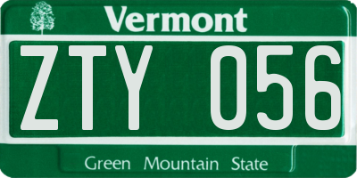 VT license plate ZTY056