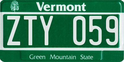 VT license plate ZTY059